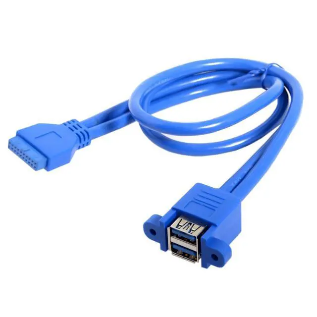 Alt view image 5 of 7 - USB 3.0 Front Panel Header 19/20Pin 1 Male to 2 USB 3.0 Female Panel Port Extension Cable 0.5M with Panel Mount Holes