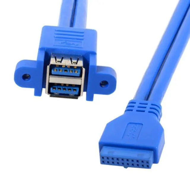 Alt view image 7 of 7 - USB 3.0 Front Panel Header 19/20Pin 1 Male to 2 USB 3.0 Female Panel Port Extension Cable 0.5M with Panel Mount Holes