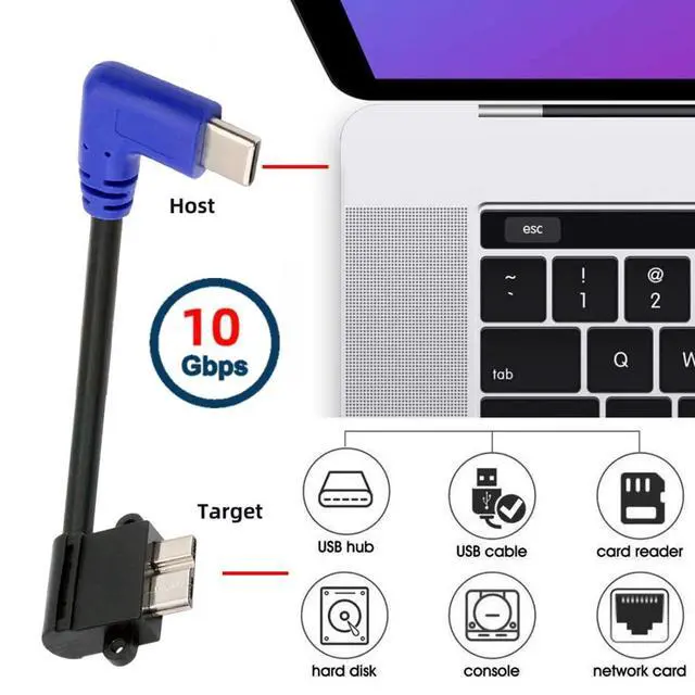 Alt view image 4 of 7 - USB C Host to Micro USB 3.0 90 Degree Right Angled Extension Data Cable 0.3M