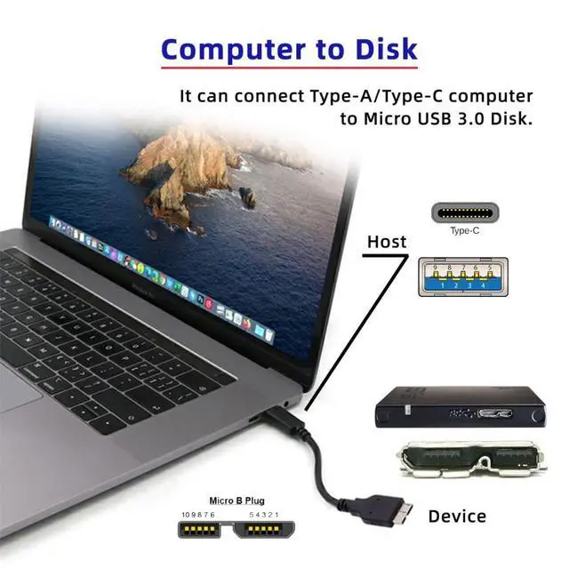 Alt view image 2 of 7 - 2 Pack USB 3.0/USB C Male to Micro B Male Cable for Portable Hard Disk 15cm