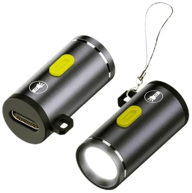 Main image of 2 Pack Mini Flashlight USB C LED Light Brightness 210 Lumens Get Power from Charger/Power Bank Small Size & Easy to Carry with Hook Hole