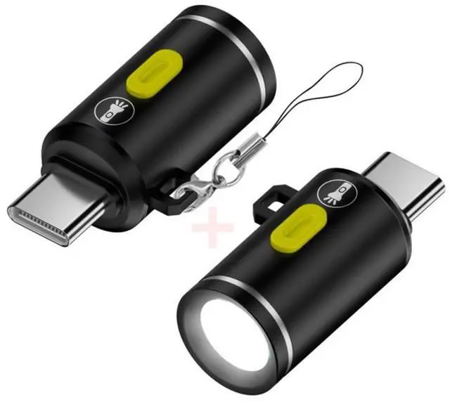 Main image of 2 Pack Mini Flashlight USB C LED Light Brightness 210 Lumens Get Power from Phone/Power Bank Small Size & Easy to Carry with Hook Hole