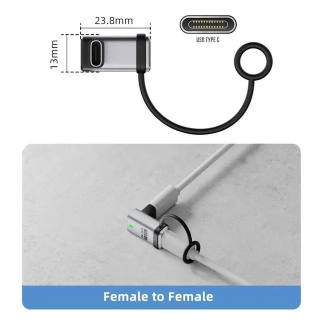 Alt view image 7 of 7 - USB C Coupler Adapter,USB C Female to Female 90 Degree Connector Support 80Gbps Data Transfer PD 240W Fast Charging 8K@60Hz Video Output