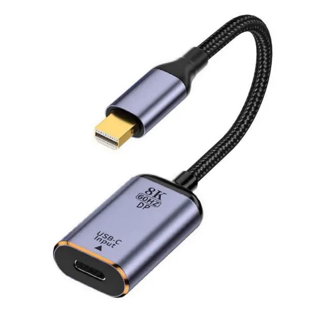 Alt view image 6 of 6 - USB C to Mini Displayport Cable,USB Type C Female Input to Mini Displayport 1.4 Male Output HDTV Cable 8K@60hz 4K@120hz for Tablet Phone Laptop