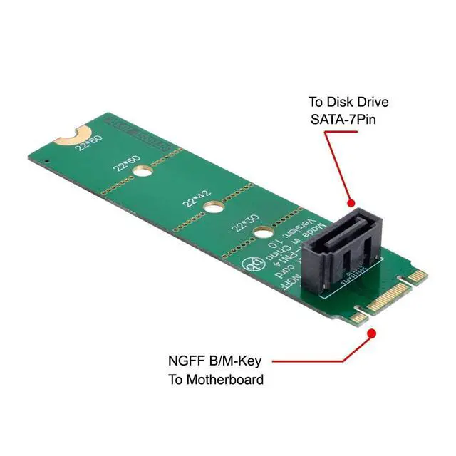 Alt view image 2 of 7 - CY NGFF B/M-Key M.2 to Vertical SATA 7 Pin Hard Disk Drive SSD PCBA Extension Adapter for Motherboard