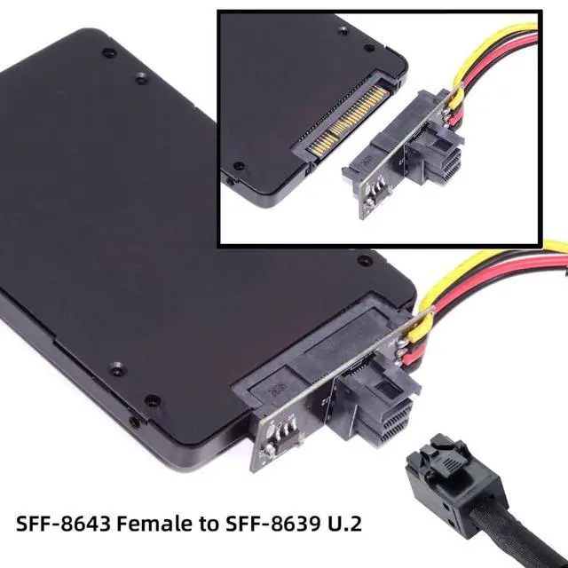 Alt view image 2 of 7 - U.2 U.3 SFF-8639 SSD to SFF-8643 PCB Adapter Card with 5V/12V SATA Power Cable