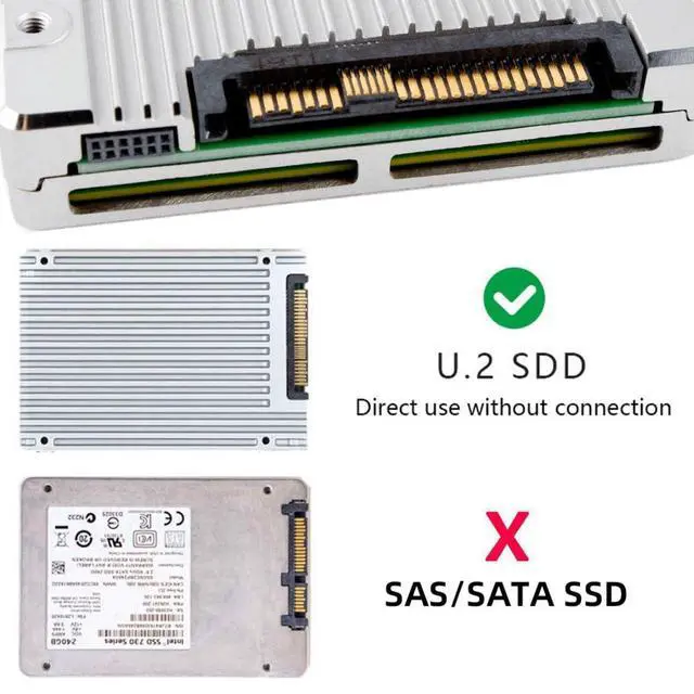Alt view image 2 of 7 - U.2 U.3 SFF-8639 SSD to Slimline SFF-8654 PCB Adapter Card with 5V/12V SATA Power Cable for NVME PCIe PCI-Express SSD