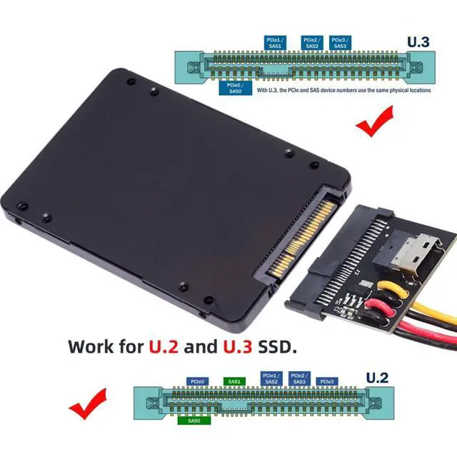 Alt view image 6 of 7 - U.2 U.3 SFF-8639 SSD to Slimline SFF-8654 PCB Adapter Card with 5V/12V SATA Power Cable for NVME PCIe PCI-Express SSD