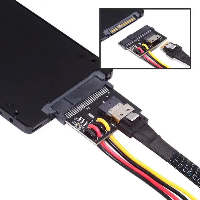 Alt view image 7 of 7 - U.2 U.3 SFF-8639 SSD to Slimline SFF-8654 PCB Adapter Card with 5V/12V SATA Power Cable for NVME PCIe PCI-Express SSD