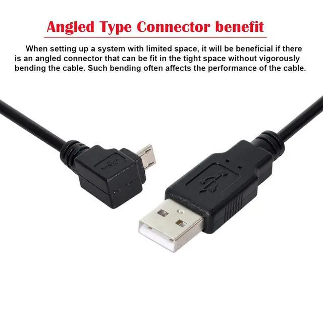 Alt view image 4 of 7 - Down Angled 90 Degree Micro USB Male to USB Data Charge Cable 30cm for Phone Tablet