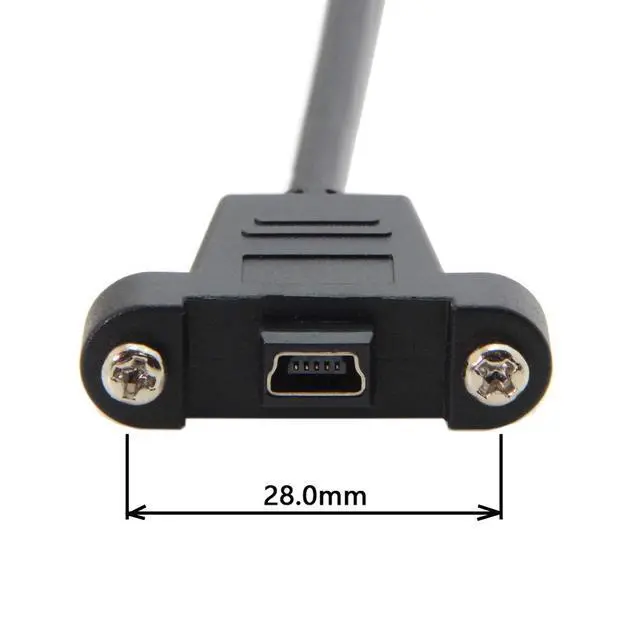 Alt view image 2 of 7 - Mini USB 5Pin Male to Female Extension Cable Panel Mount Type with Screws 50cm