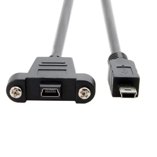 Alt view image 4 of 7 - Mini USB 5Pin Male to Female Extension Cable Panel Mount Type with Screws 50cm