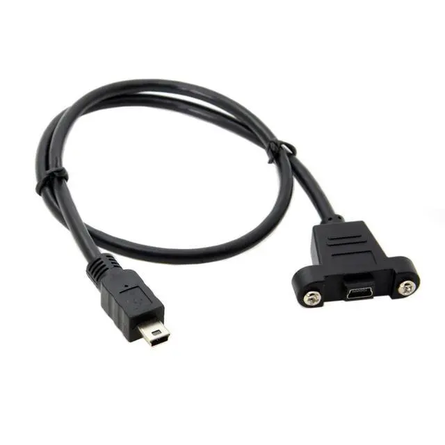 Alt view image 5 of 7 - Mini USB 5Pin Male to Female Extension Cable Panel Mount Type with Screws 50cm