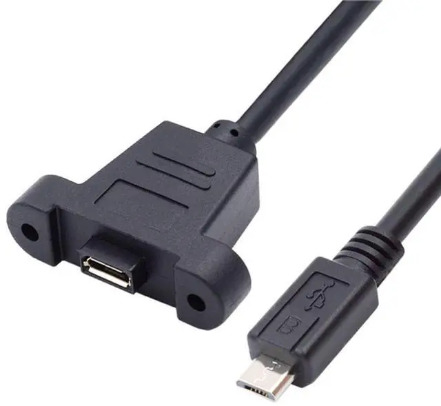 Main image of Micro USB 2.0 5Pin Male to Female Data Charge Extension Cable with Panel Mount Holes 50cm