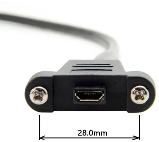 Alt view image 5 of 7 - Micro USB 2.0 5Pin Male to Female Data Charge Extension Cable with Panel Mount Holes 50cm