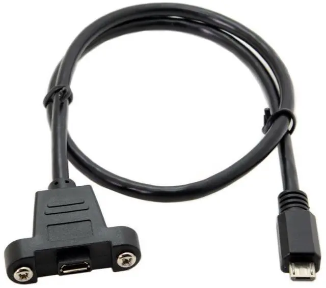 Alt view image 6 of 7 - Micro USB 2.0 5Pin Male to Female Data Charge Extension Cable with Panel Mount Holes 50cm