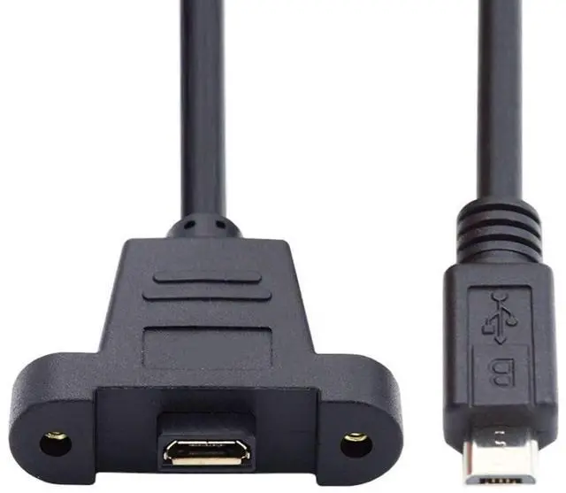 Alt view image 7 of 7 - Micro USB 2.0 5Pin Male to Female Data Charge Extension Cable with Panel Mount Holes 50cm