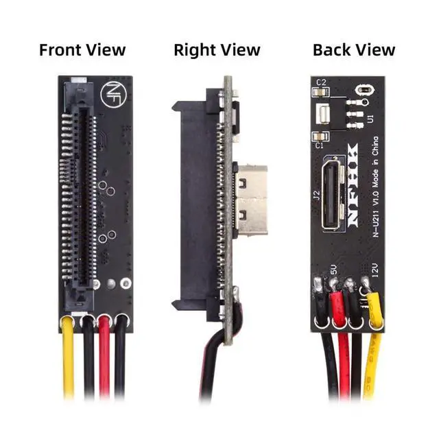 Alt view image 4 of 7 - U.2 U.3 SFF-8639 SSD to Oculink SFF-8612 PCB Adapter Card with 5V/12V SATA Power Cable