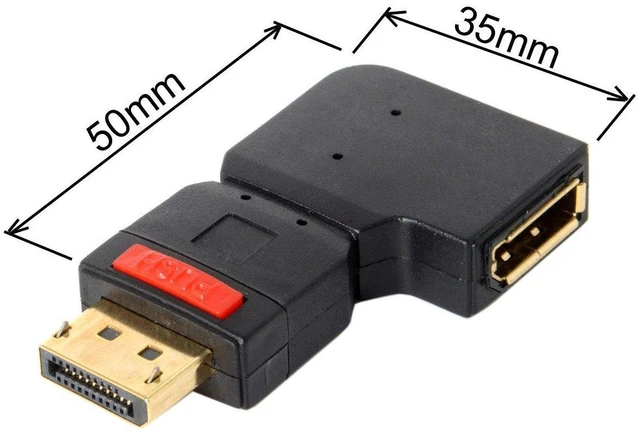 Alt view image 7 of 7 - DisplayPort Male to Female Extension Adapter Standard DP Left Angled 90 Degree