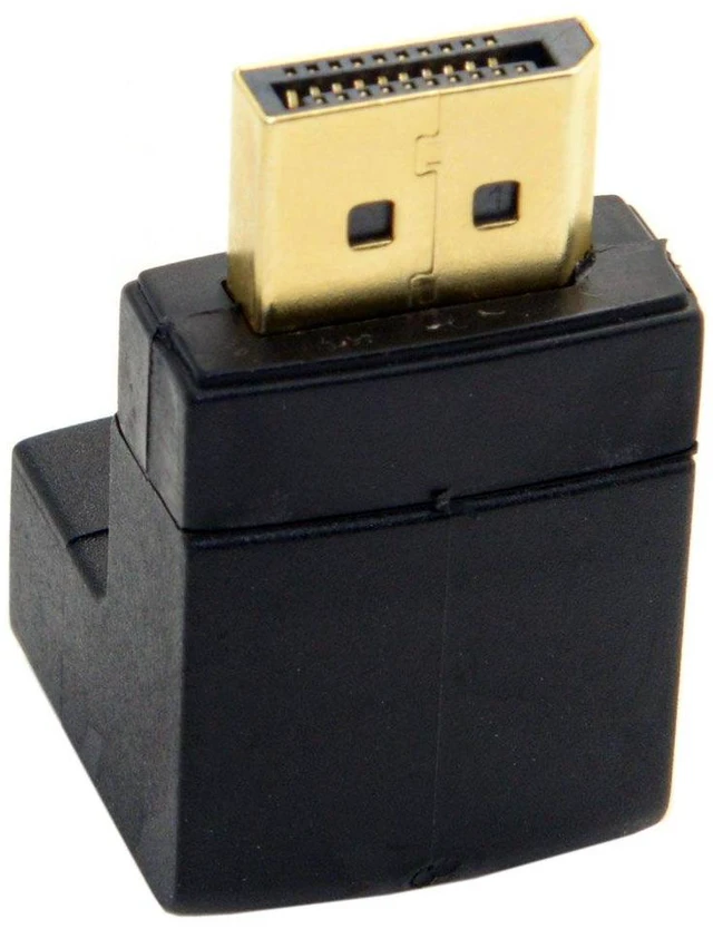 Alt view image 7 of 7 - CY DP DisplayPort Male 90 Degree Up Angled to Female Extension Adapter Converter Black