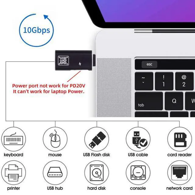 Alt view image 6 of 7 - 2 in 1 USB C to USB 3.0 Adapter with 5V Charging Port, USB C Male to USB Female Charging Data Transfer OTG Converter Adapter