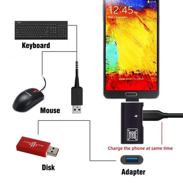 Alt view image 7 of 7 - 2 in 1 USB C to USB 3.0 Adapter with 5V Charging Port, USB C Male to USB Female Charging Data Transfer OTG Converter Adapter