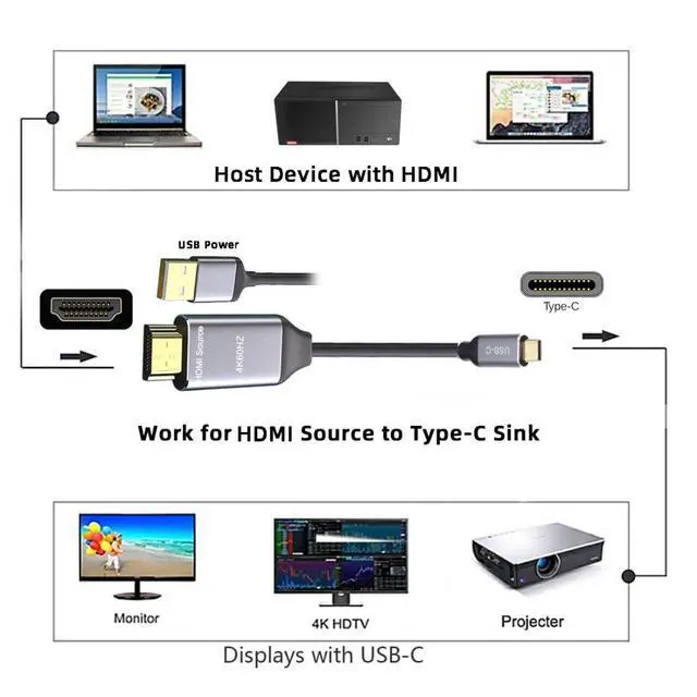 Alt view image 3 of 7 - USB C to DisplayPort 1.4 Gold Plating Braided Cable Supports 8K@60Hz,4K@144Hz,Bidirectional Transmission(Not Support Thunderbolt 3/4) 5.91FT/1.8M