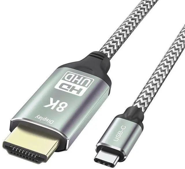 Main image of 5.91FT USB C to HDMI 8K Displays Gold Plating Braided Cable Supports 8K@30Hz,4K@60Hz One Way Transmission Compatible with Thunderbolt 3/4