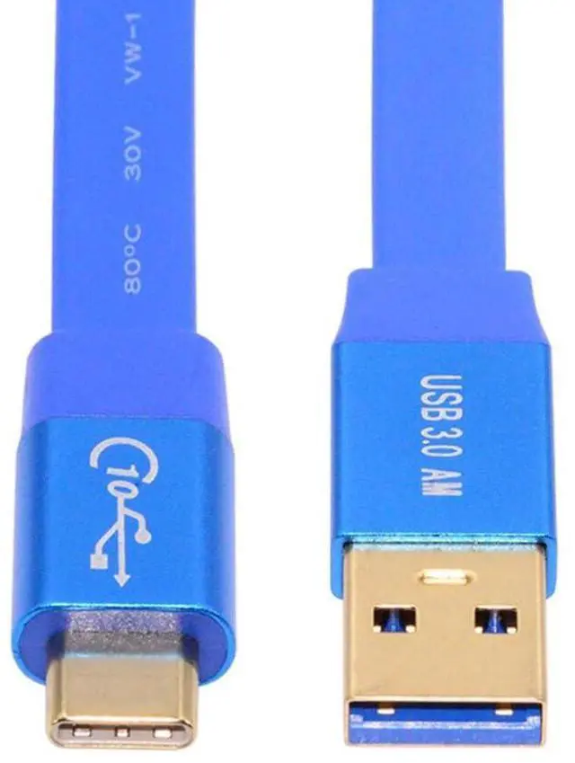 Main image of USB C Flat Cable, USB 3.0 Male to USB C Male PD 15W Fast Charge 10Gbps Data Transfer Extension Cable 3.28FT/1.0M