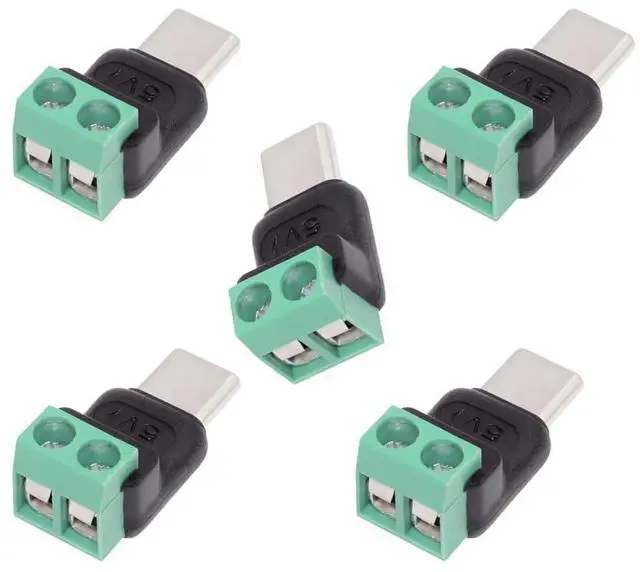 Main image of 5 Pack USB C 2Pin Plug Solderless 5V3A Charging Connector for Power Bank/Phone/Radiators/Laptop