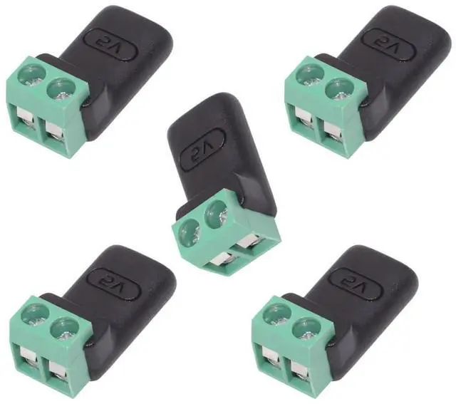 Main image of 5 Pack USB C 2Pin Socket Solderless 5V3A Charging Connector for Non-Smart Devices/Toys/Small Appliances