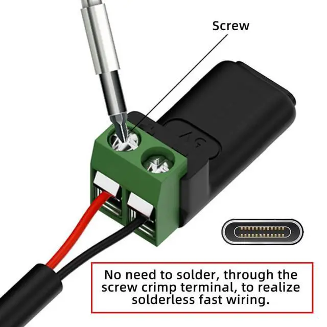 Alt view image 7 of 7 - 5 Pack USB C 2Pin Socket Solderless 5V3A Charging Connector for Non-Smart Devices/Toys/Small Appliances