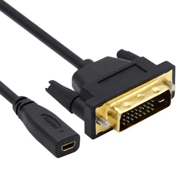 Alt view image 6 of 6 - Micro HDMI to DVI Cable Micro HDMI 1.4 Female to DVI 24+1 Male Adapter Cable for Computer HDTV Graphics Card UHD