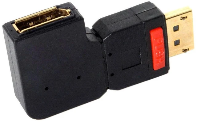 Alt view image 3 of 7 - DisplayPort Male to Female Extension Adapter Standard DP Left Angled 90 Degree