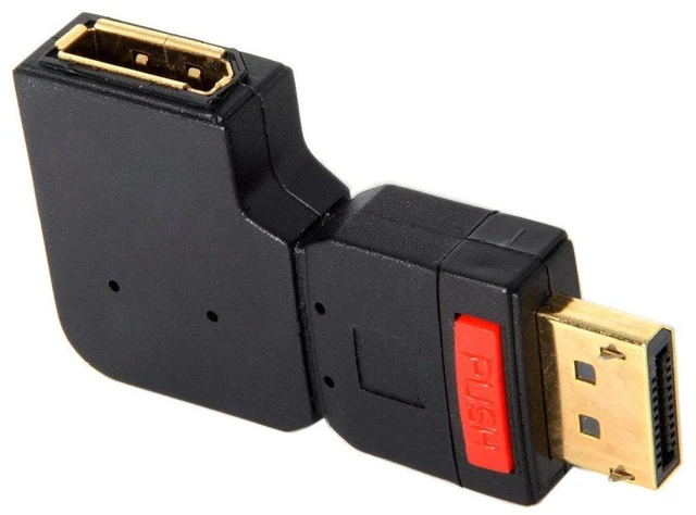 Alt view image 4 of 7 - DisplayPort Male to Female Extension Adapter Standard DP Left Angled 90 Degree