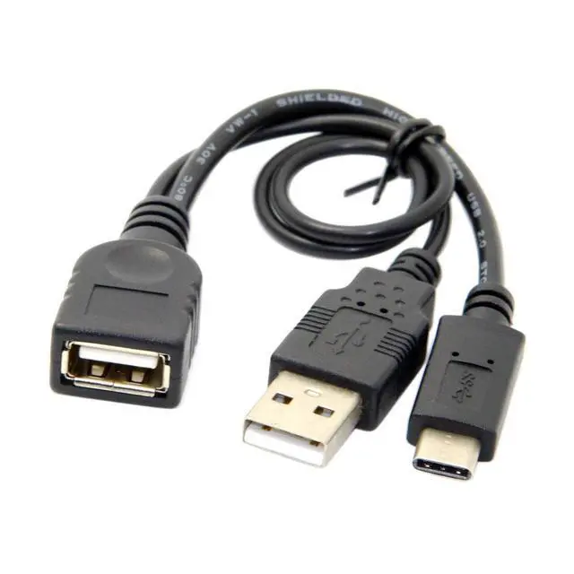 Alt view image 6 of 7 - USB C OTG Cable, USB 3.1 Type C Male to USB 2.0 Type A Male/Female OTG Data Cable with USB Power(Power is only for USB A Female Ports and not for USB C)