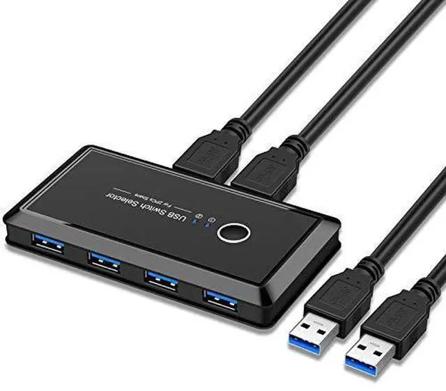 Main image of USB 3.0 KVM Sharing Switch Selector 2 Computers Sharing 4 USB Devices for Keyboard Mouse Scanner Printer