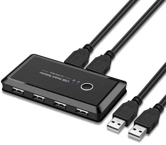 Main image of USB 2.0 KVM Sharing Switch Selector 2 Computers Sharing 4 USB Devices for Keyboard Mouse Scanner Printer