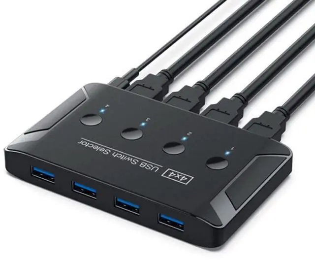 Main image of USB 3.0 KVM Sharing Switch Selector 4 Computers Sharing 4 USB Devices for Keyboard Mouse Scanner Printer