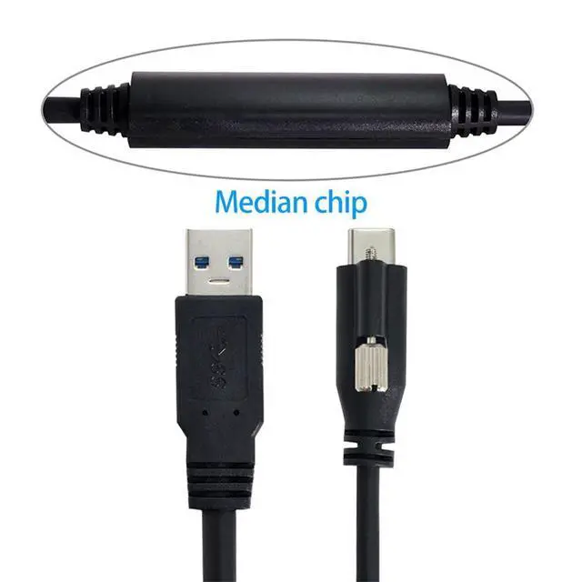 Alt view image 2 of 6 - USB 3.0 to USB C Locking Connector Data Cable with Repeater Chipset for Industrial Camera 8.0M