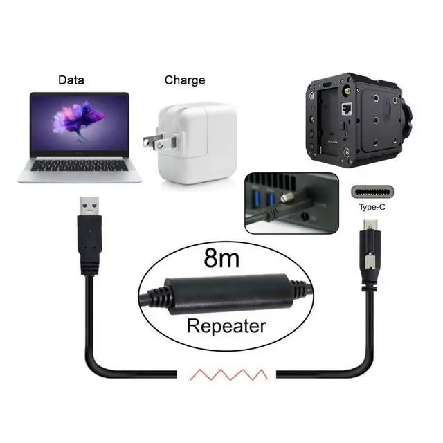 Alt view image 5 of 6 - USB 3.0 to USB C Locking Connector Data Cable with Repeater Chipset for Industrial Camera 8.0M