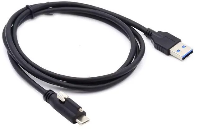 Alt view image 6 of 6 - USB 3.0 to USB C Locking Connector Data Cable with Panel Mount Screw for Industrial Camera 4.9M