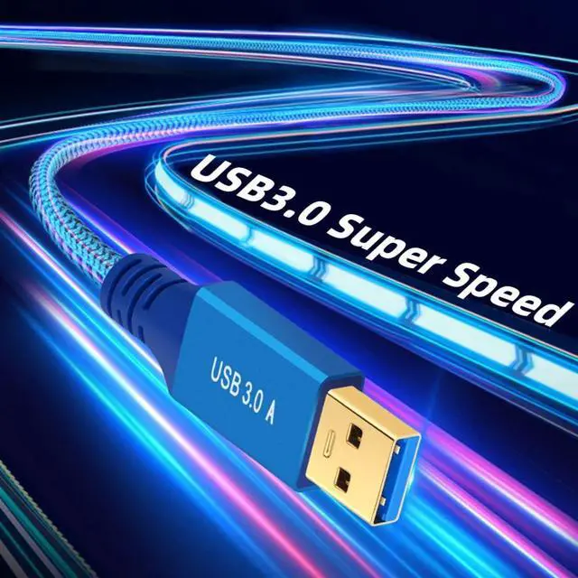 Alt view image 2 of 7 - USB 3.0 Cable USB 3.0 Type-A Male to Male Extension Data Cable 5Gbps Blue Nylon Braided 0.6M