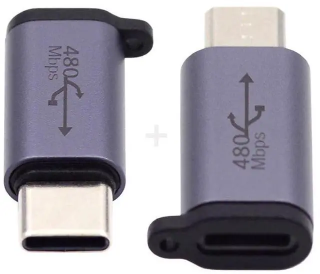 Alt view image 7 of 7 - 2 Pack USB 2.0 USB C/Micro USB Male to 8P Female 480Mbps Data Transfer 12W 5V 2.4A Charging Converter Adapter