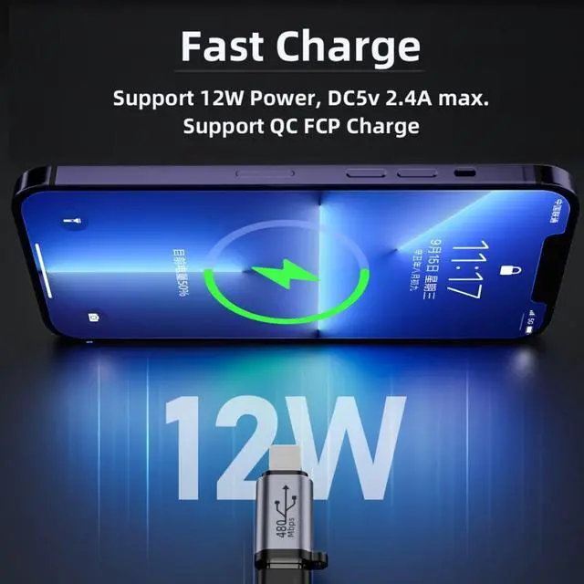 Alt view image 3 of 7 - 2 Pack USB 2.0 Micro USB/Mini USB Male to USB C Female 480Mbps Data Transfer 12W 5V 2.4A Charging Converter Adapter