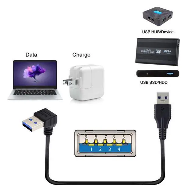 Alt view image 4 of 6 - USB 3.0 Cable USB 3.0 Type A 90 Degree UP Angled Extension Data Cable 40cm