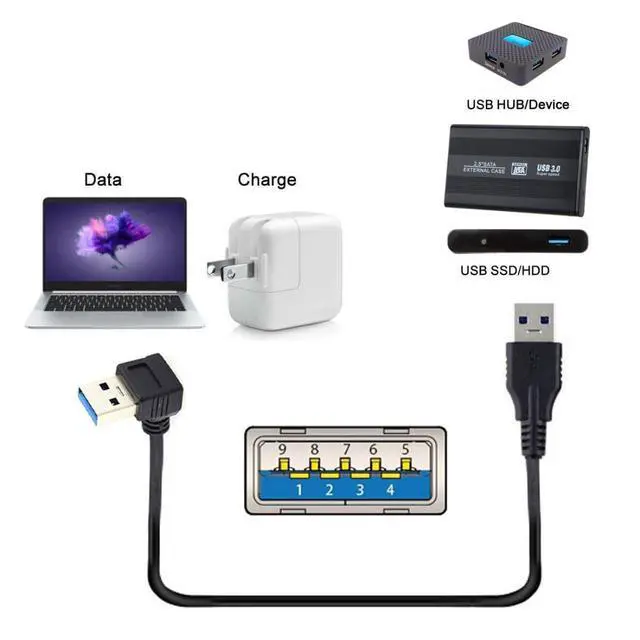 Alt view image 4 of 6 - USB 3.0 Cable USB 3.0 Type A 90 Degree Down Angled Extension Data Cable 40cm