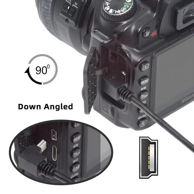Alt view image 5 of 7 - 2 Pack Mini USB Cable,USB 2.0 Male to Mini USB 5 Pin Male 90 Degree UP/Down Angled Charging Data Transfer Extension Cable Black 1.64FT/0.5M