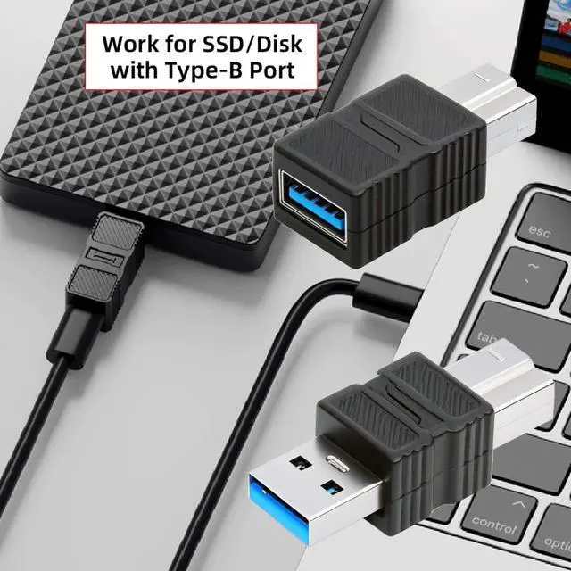 Alt view image 3 of 7 - 2 Pack USB 3.0 Type A Male/Female to USB 3.0 Type B Male Adapter for Printer,Hard Disk,Camera