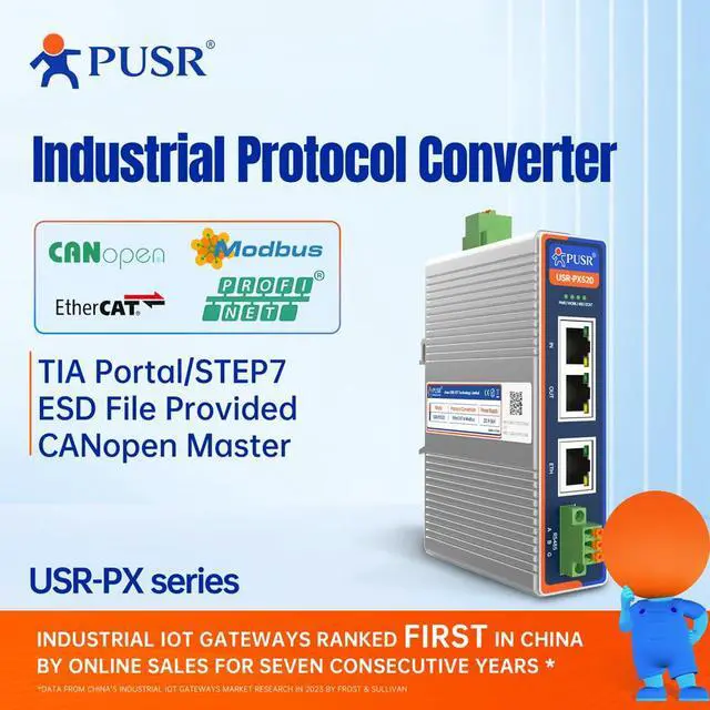 Alt view image 3 of 7 - Profinet to Modbus RTU/TCP Master Industrial Protocol Converter Support TIA Portal/STEP7 Dual Port Ethernet Switch GSD File Provided USR-PX530